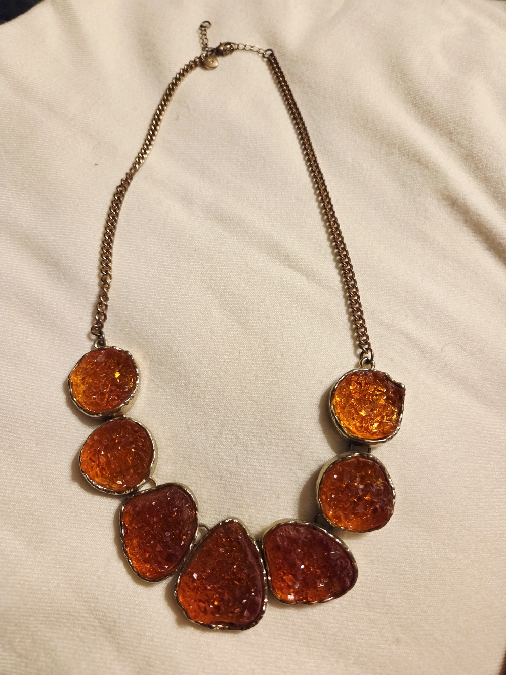 Gold-Tone Orange Crystal Statement Necklace